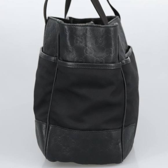 GUCCI GG Canvas Guccissima Tote Bag Leather Black Silver 161770 Auth bs19401 - Picture 4 of 16